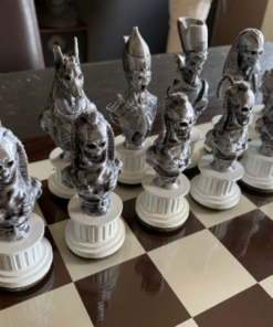 Medieval Skull Busts Gothic Fantasy Skeleton Chess Set 3d print