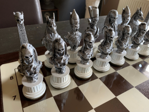 Chess Set Medieval Skull Gothic Fantasy Skeleton Theme Model Stl 3d print file