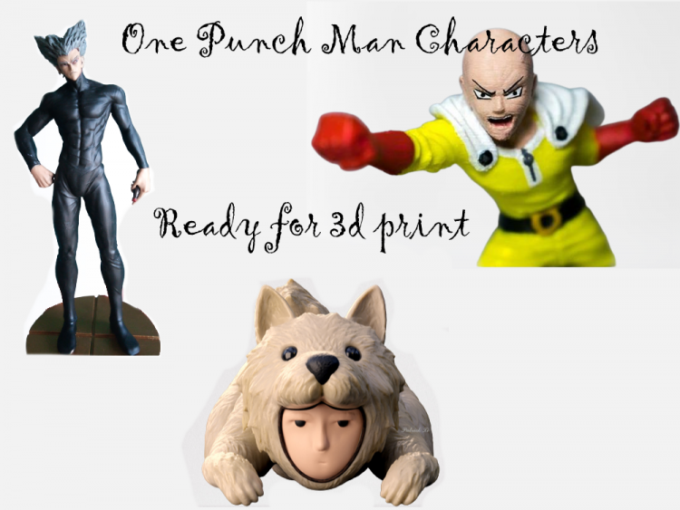 One Punch Man Saitama Garou Watchdog Man Characters Action Figure 3d print