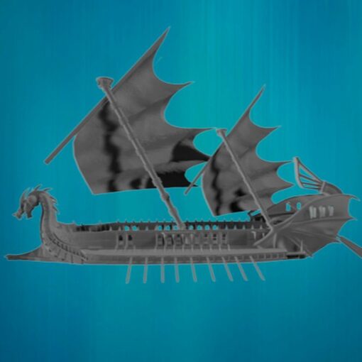 Dungeons & Dragons DnD Viking Barbarian Long Ship Sail Boat Model 3d print