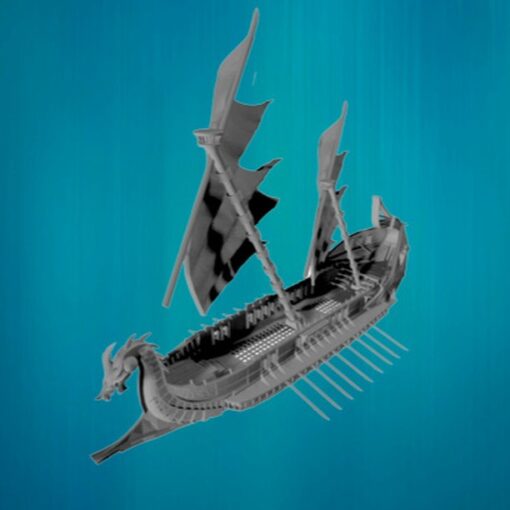 Dungeons & Dragons DnD Viking Barbarian Long Ship Sail Boat Model 3d print