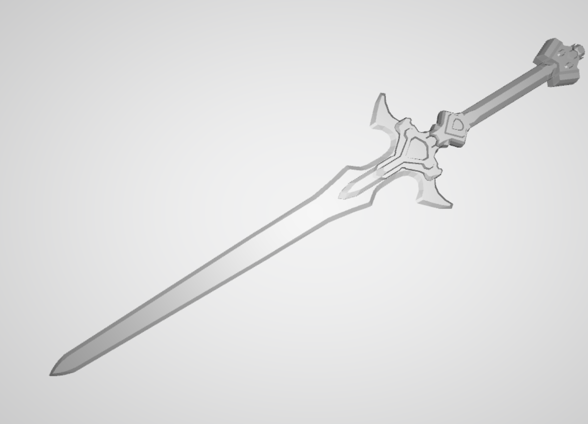 Sword Art Online Kirito Excalibur Sword Cosplay Replica Real Size Model Stl 3d print file